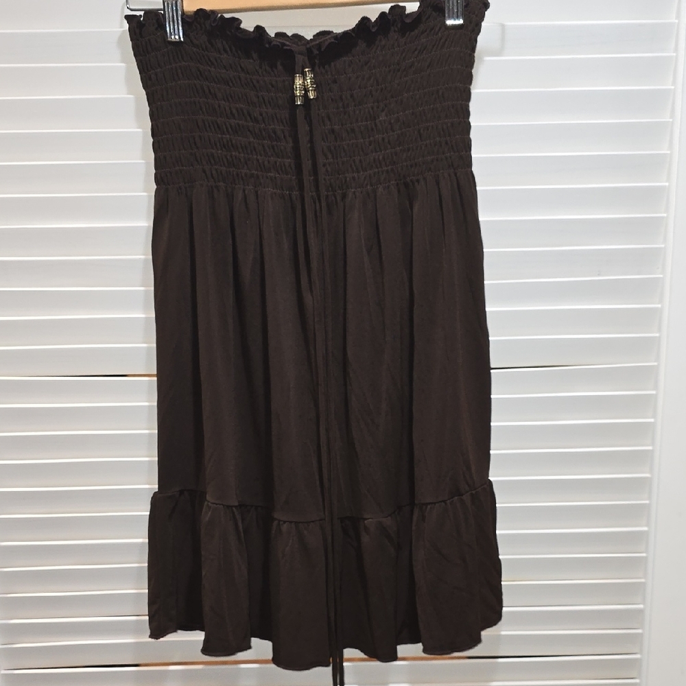 Byer California Dark Brown Smocked Midi Top
